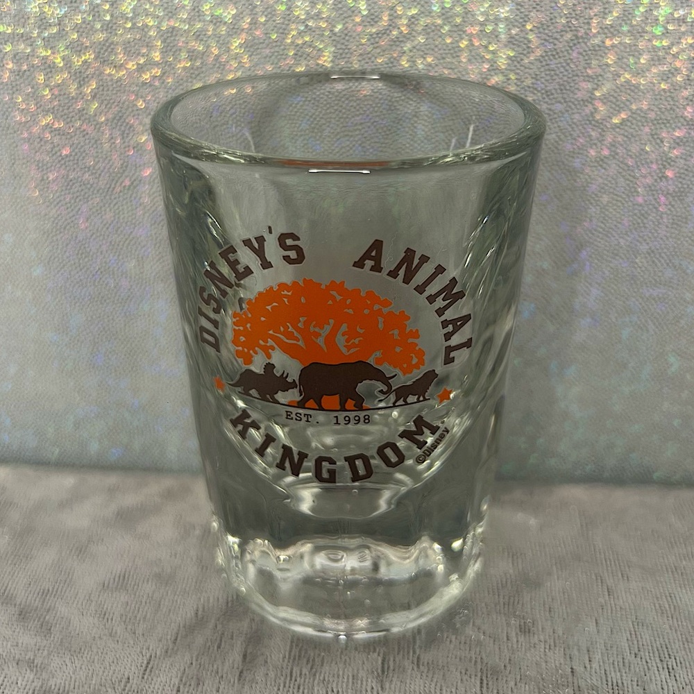 Disney animal kingdom parks shot glass safari clear orange merch collector.